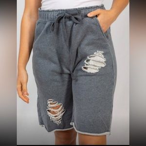 White Birch Distressed Sweat Shorts